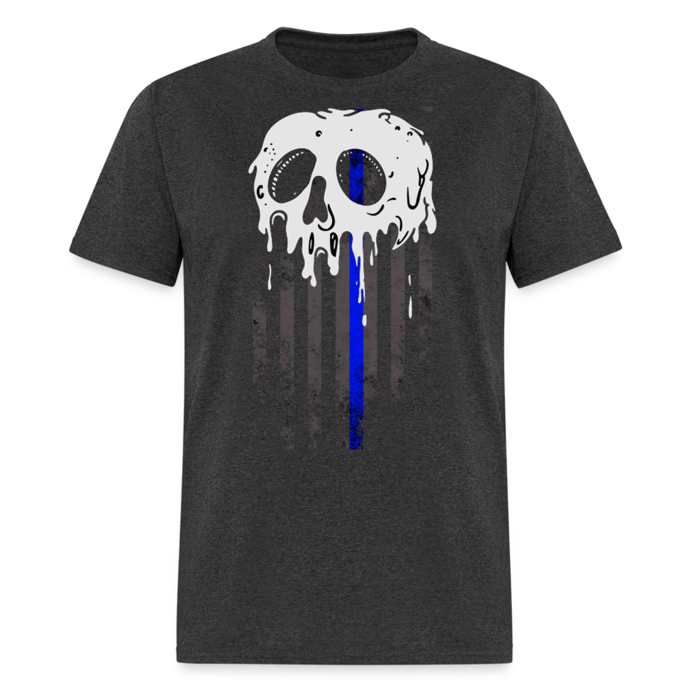 Unisex Classic T-Shirt - Thin Blue Line Halloween Skull - heather black