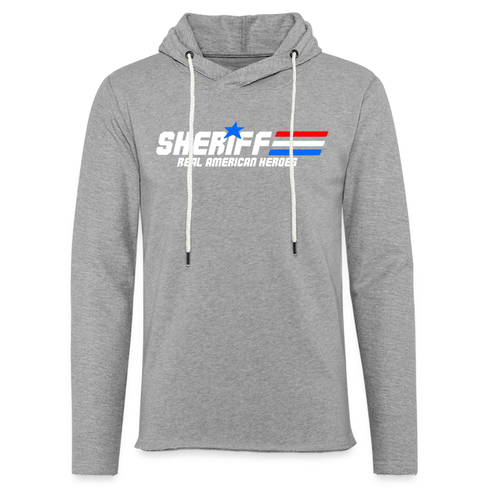 Unisex Lightweight Terry Hoodie - Sheriff "Real American Heroes" - heather gray