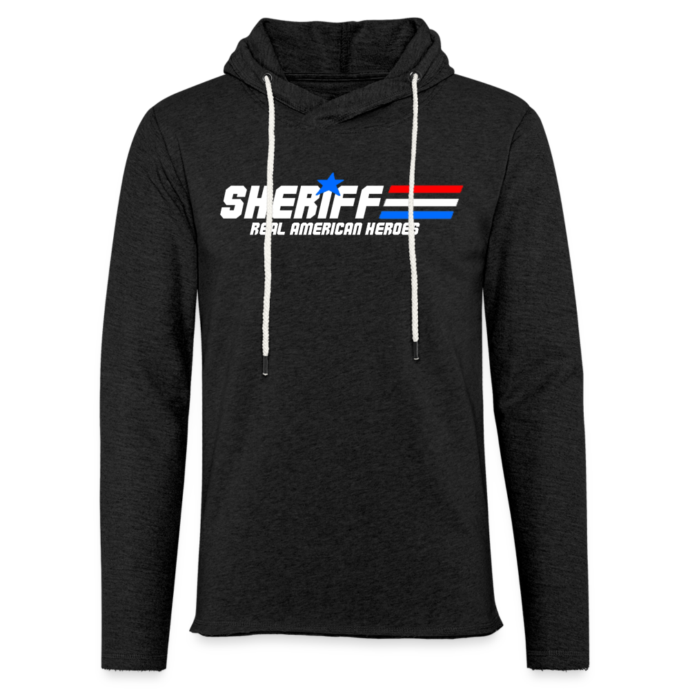 Unisex Lightweight Terry Hoodie - Sheriff "Real American Heroes" - charcoal grey