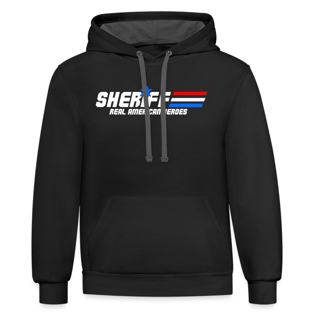 Contrast Hoodie - Sheriff "Real American Heroes" - black/asphalt