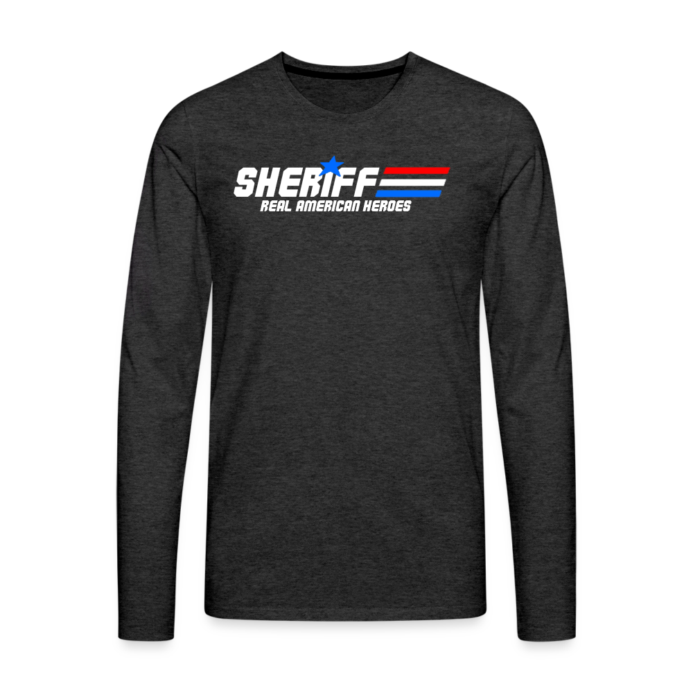Men's Premium Long Sleeve T-Shirt - Sheriff "Real American Heroes" - charcoal grey