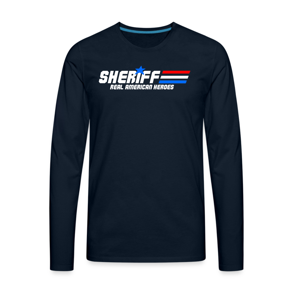 Men's Premium Long Sleeve T-Shirt - Sheriff "Real American Heroes" - deep navy