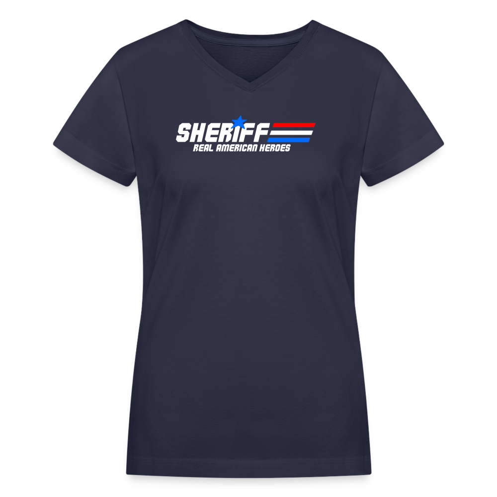 Women's V-Neck T-Shirt - Sheriff "Real American Heroes" - navy