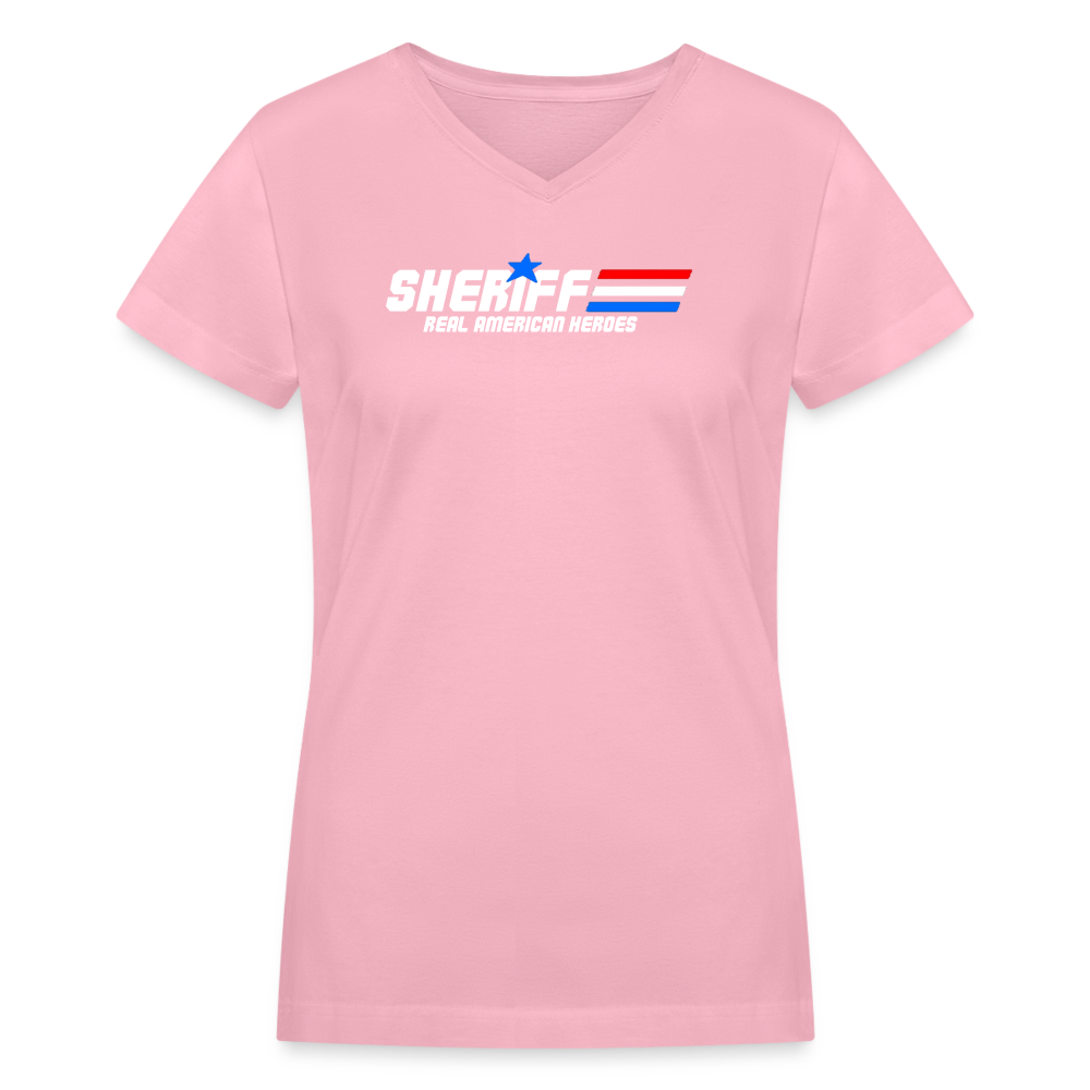 Women's V-Neck T-Shirt - Sheriff "Real American Heroes" - pink