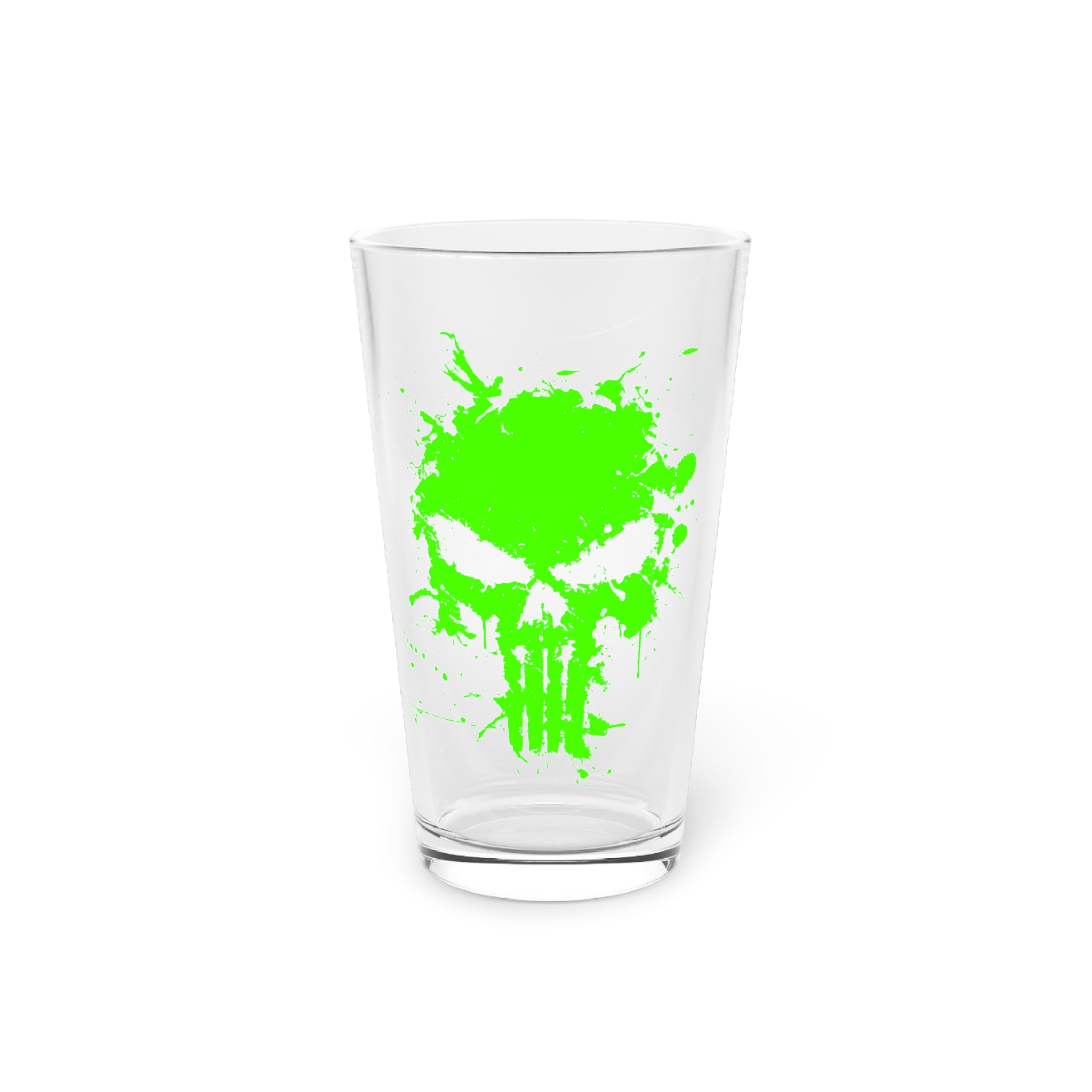 Pint Glass, 16oz - Punisher Splatter Green