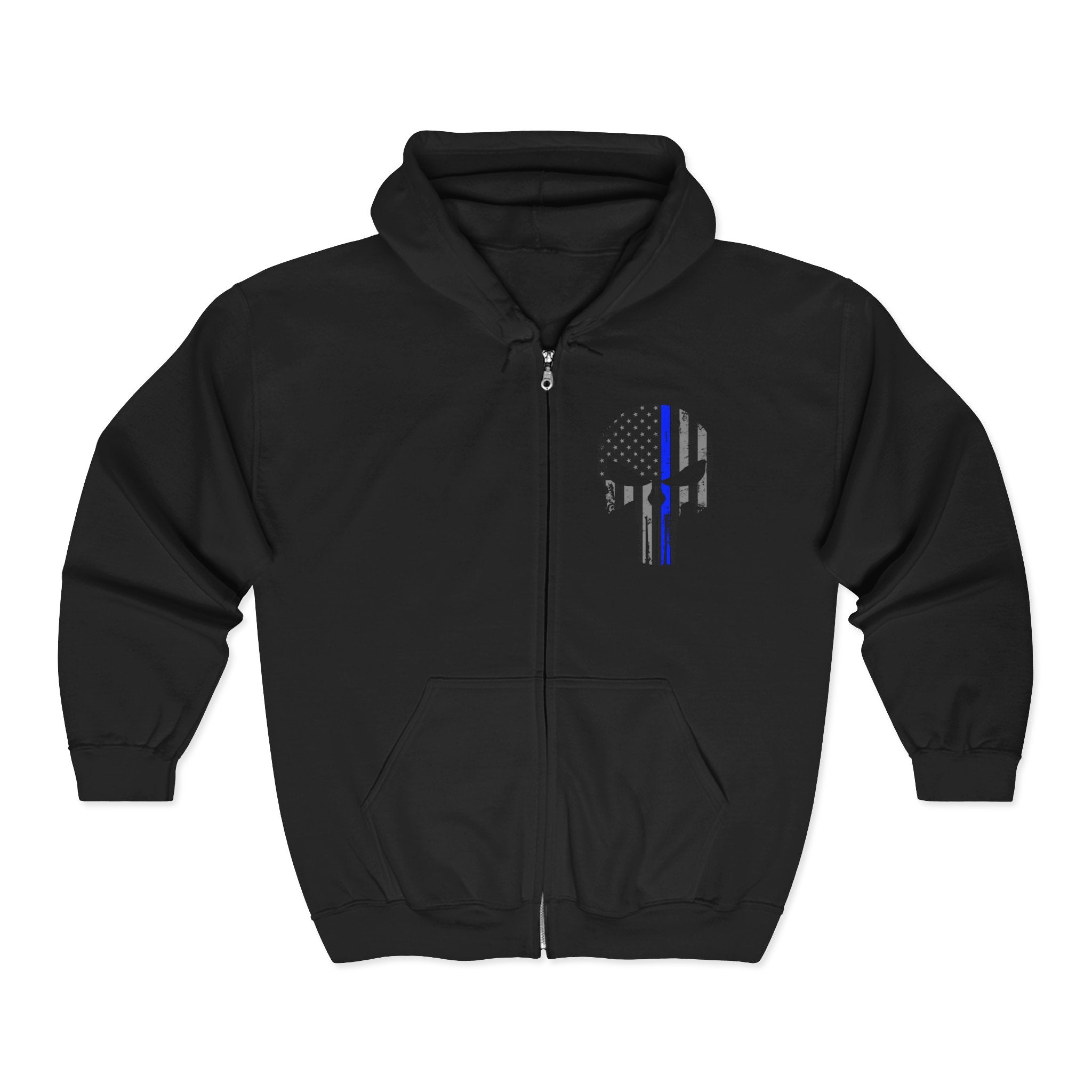 Unisex Heavy Blend™ Full Zip Hooded Sweatshirt - Thin Blue Line Punisher