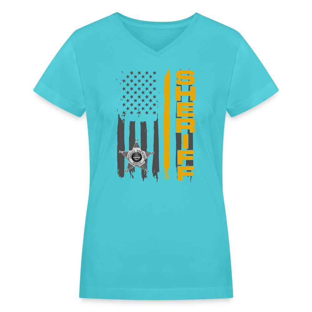 Women's V-Neck T-Shirt - Ohio Sheriff Vertical - aqua