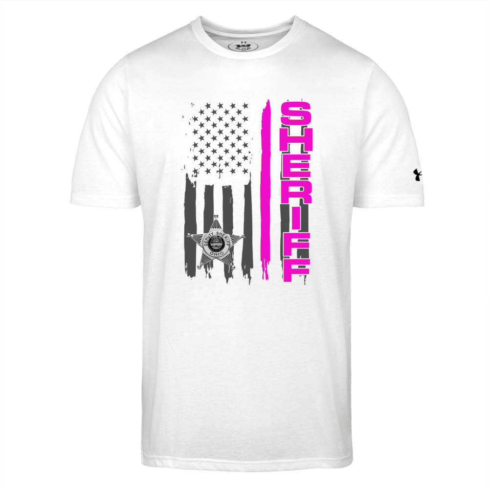 Under Armour Men's Athletic 2.0 T-Shirt - Ohio Sheriff Vertical Flag Pink - white