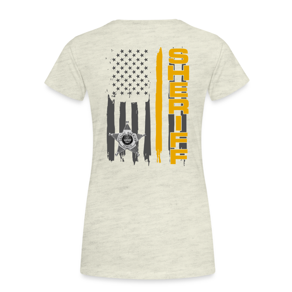 Women’s Premium T-Shirt - Ohio Sheriff Vertical Flag - Fr and Bk - heather oatmeal