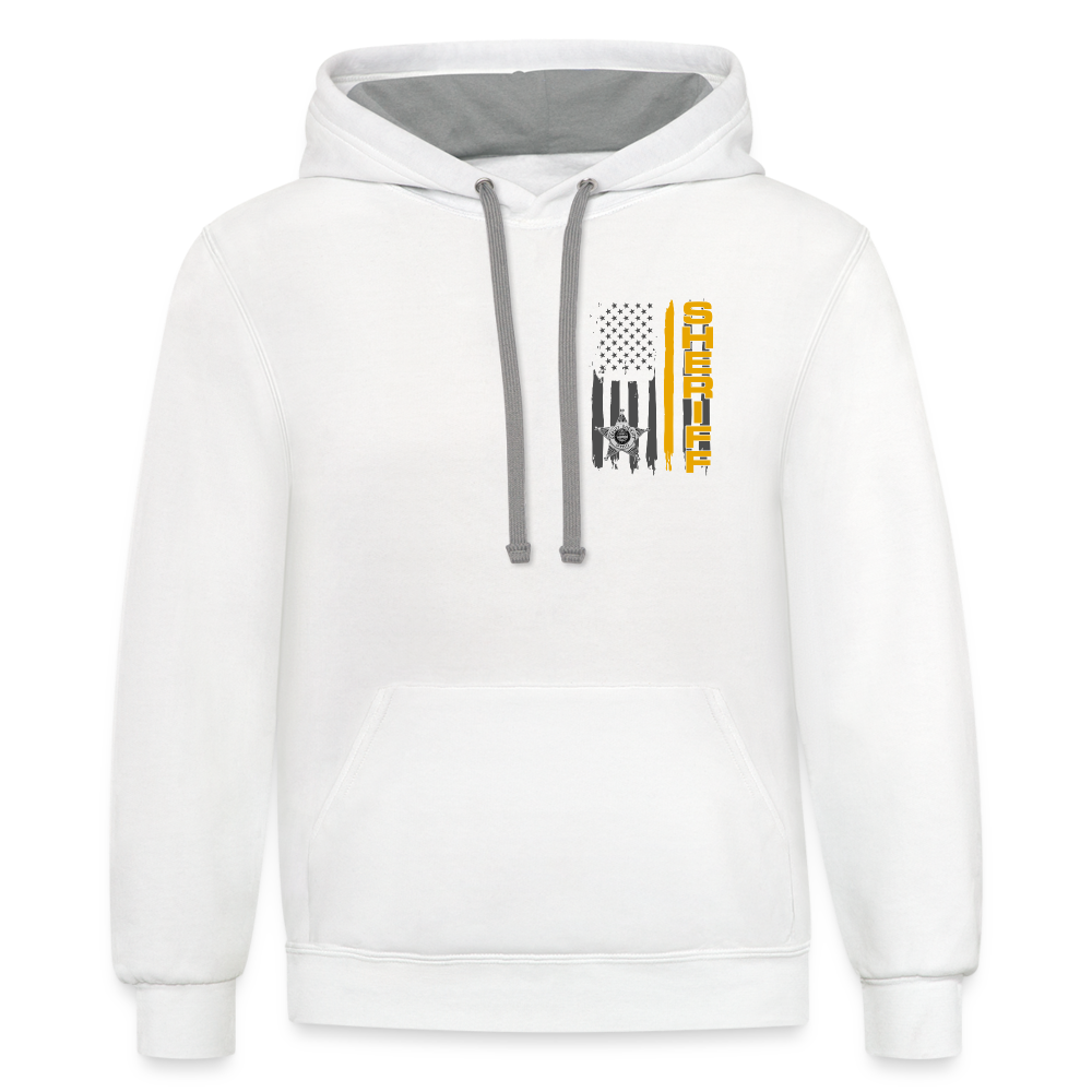 Contrast Hoodie - Ohio Sheriff Vertical - Front and Back - white/gray