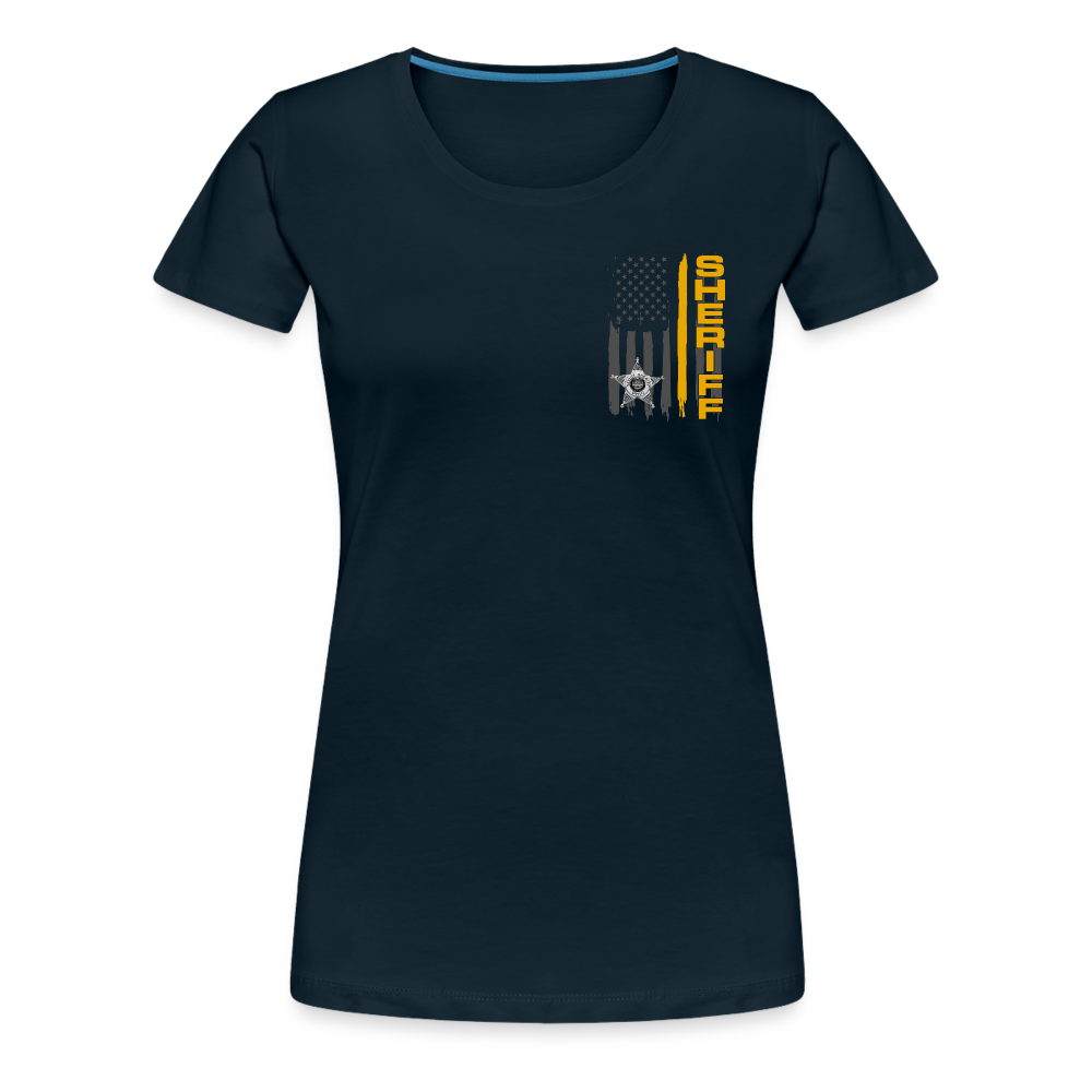 Women’s Premium T-Shirt - Ohio Sheriff Vertical Flag - Fr and Bk - deep navy