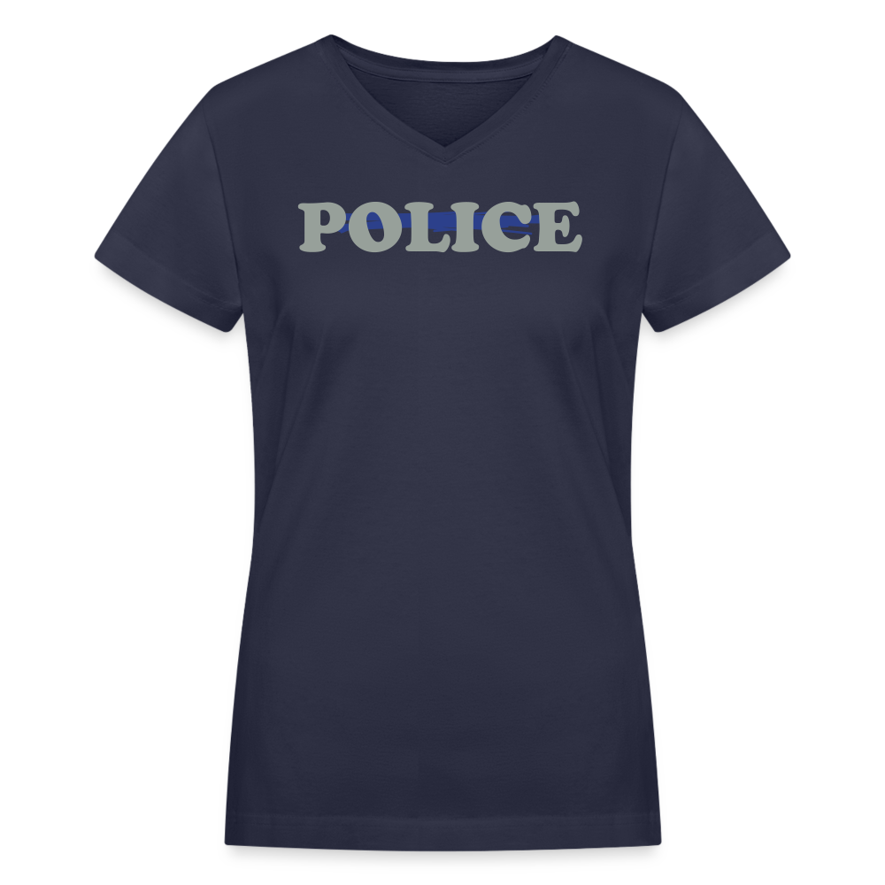 Women's V-Neck T-Shirt - Police Blue Line - navy