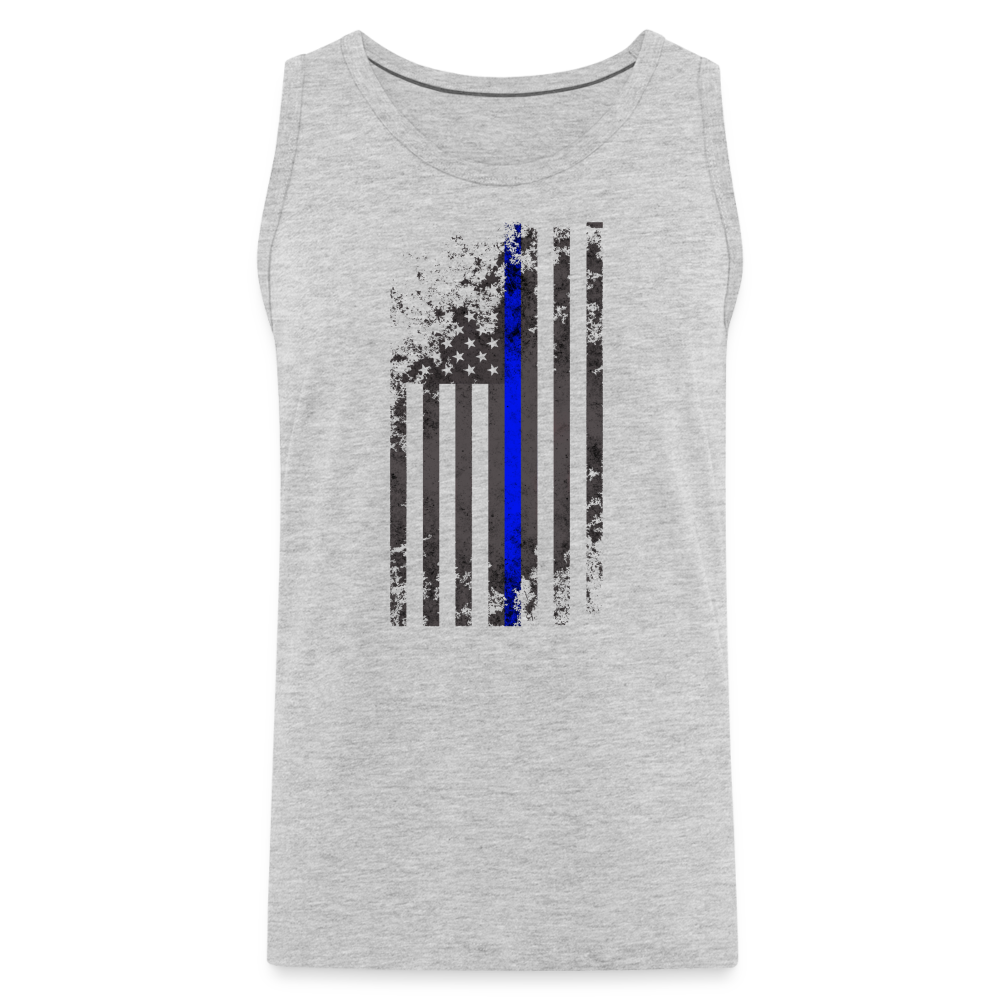 Men’s Premium Tank - Thin Blue Line Distressed Vertical Flag - heather gray