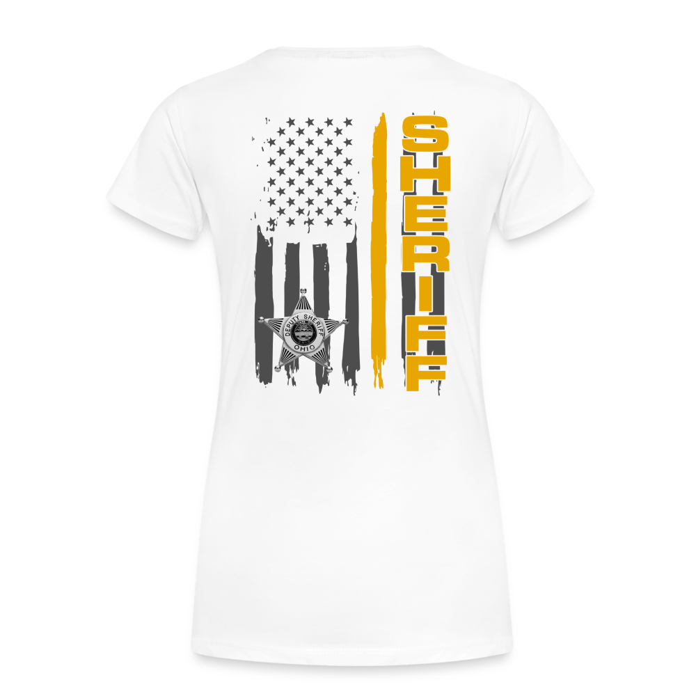 Women’s Premium T-Shirt - Ohio Sheriff Vertical Flag - Fr and Bk - white