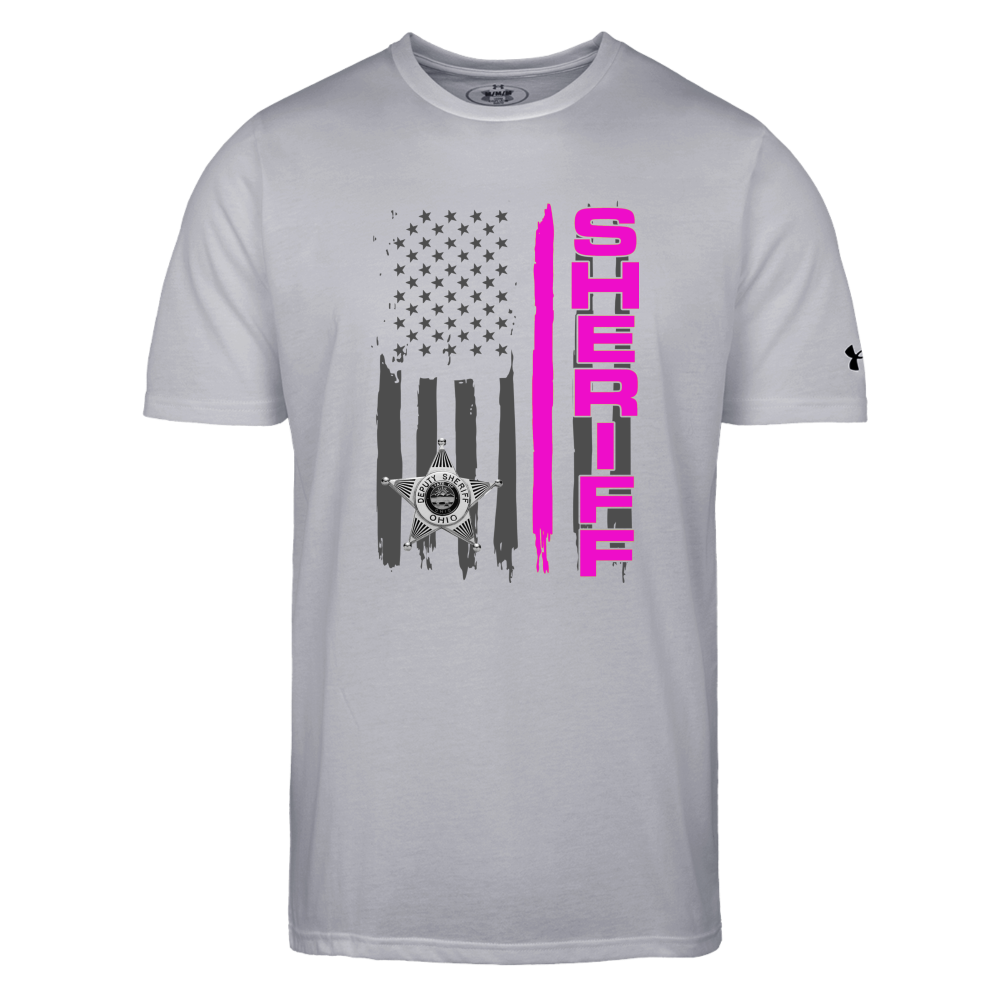 Under Armour Men's Athletic 2.0 T-Shirt - Ohio Sheriff Vertical Flag Pink - gray