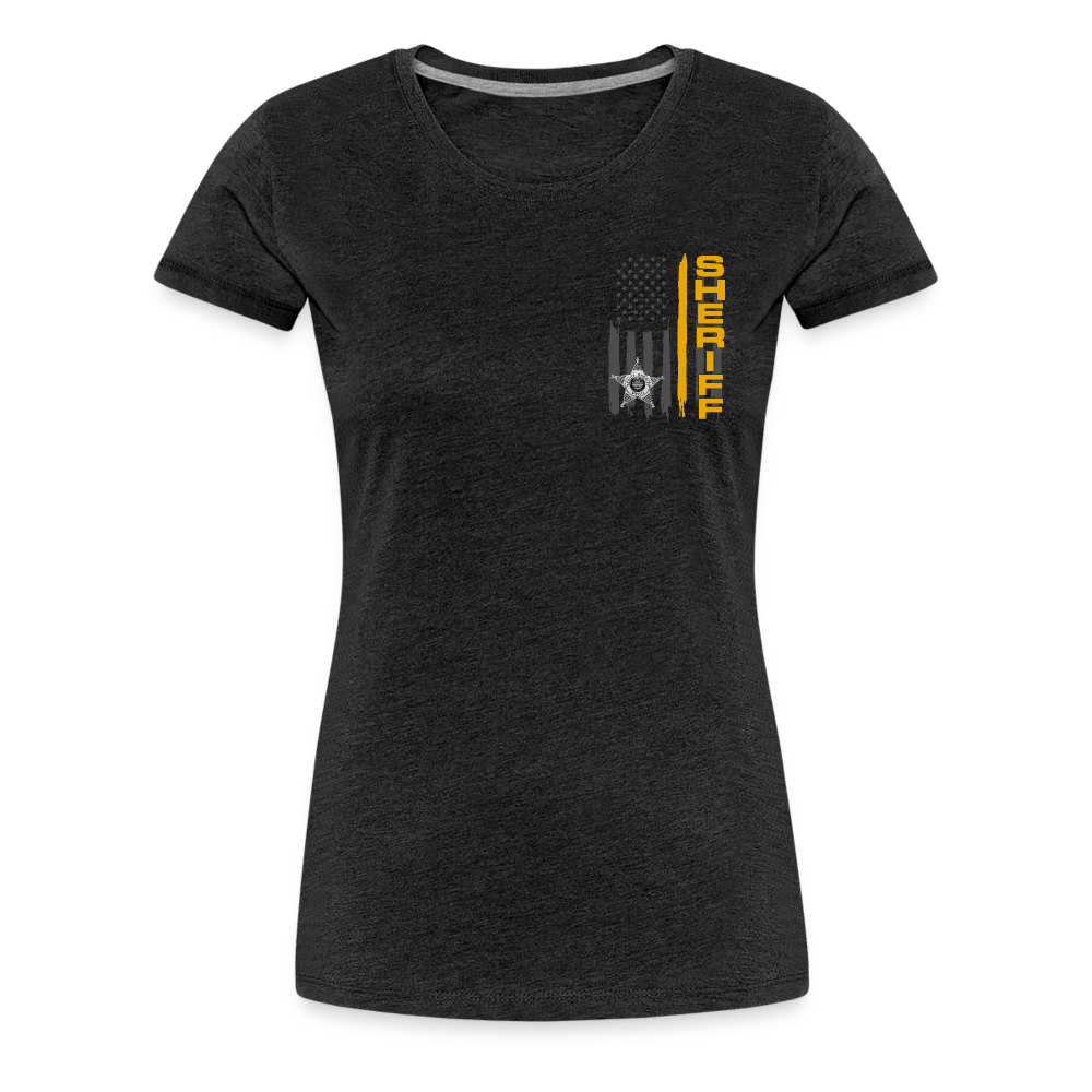 Women’s Premium T-Shirt - Ohio Sheriff Vertical Flag - Fr and Bk - charcoal grey