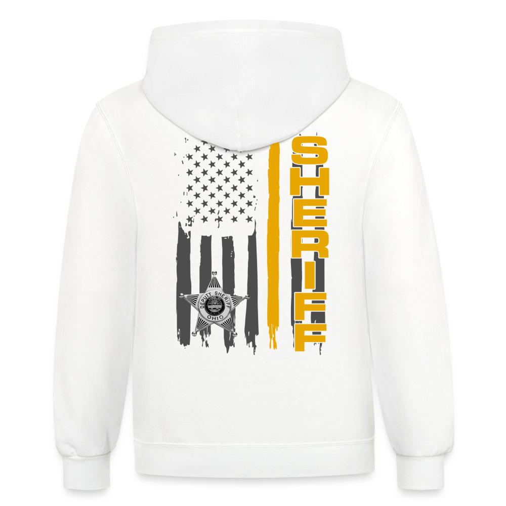 Contrast Hoodie - Ohio Sheriff Vertical - Front and Back - white/gray