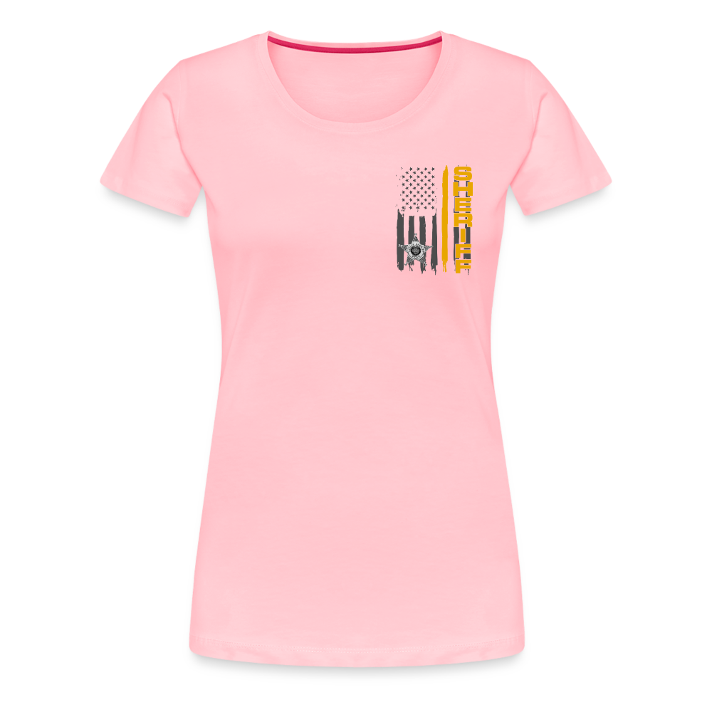 Women’s Premium T-Shirt - Ohio Sheriff Vertical Flag - Fr and Bk - pink