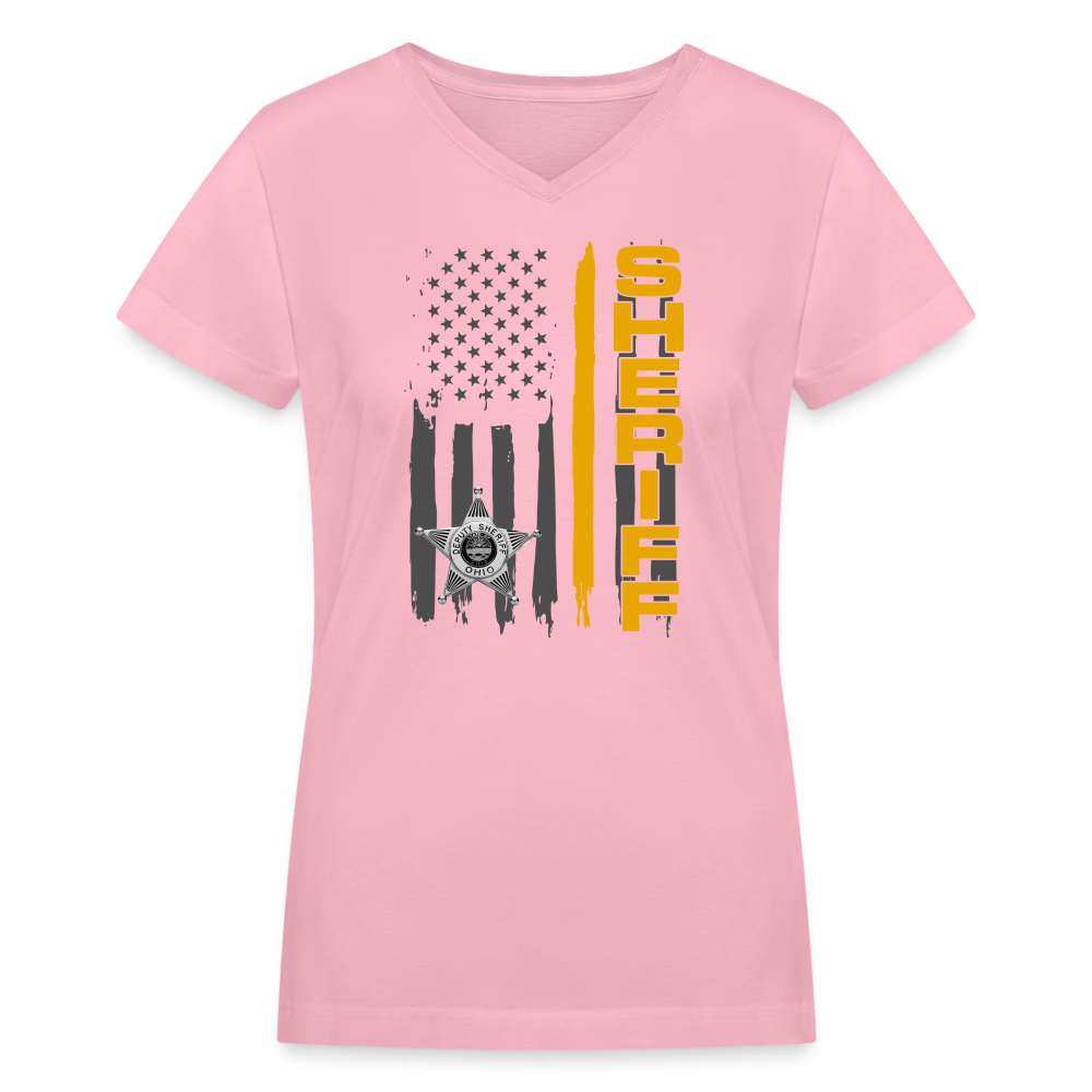 Women's V-Neck T-Shirt - Ohio Sheriff Vertical - pink