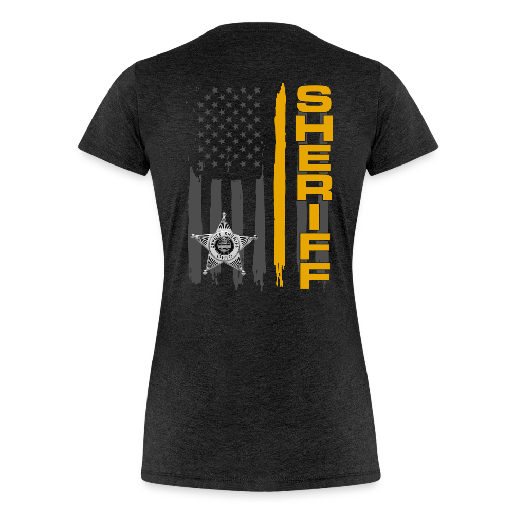 Women’s Premium T-Shirt - Ohio Sheriff Vertical Flag - Fr and Bk - charcoal grey