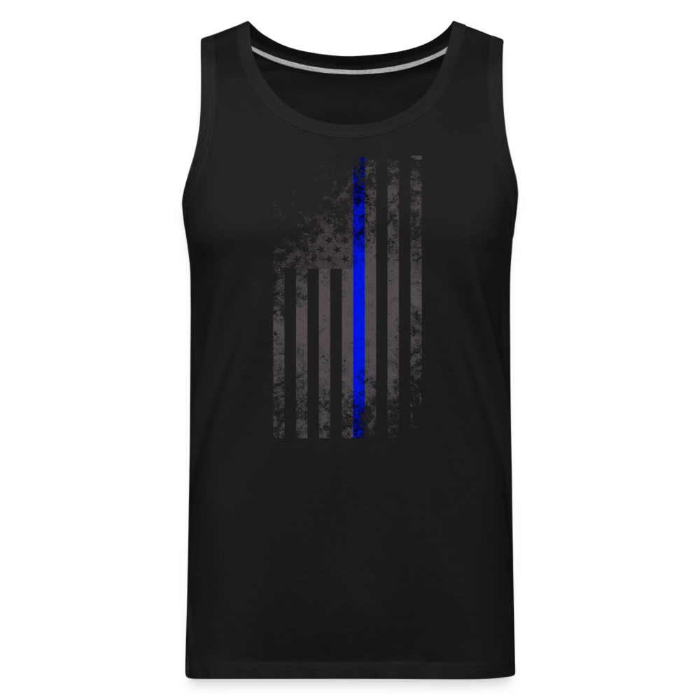 Men’s Premium Tank - Thin Blue Line Distressed Vertical Flag - black