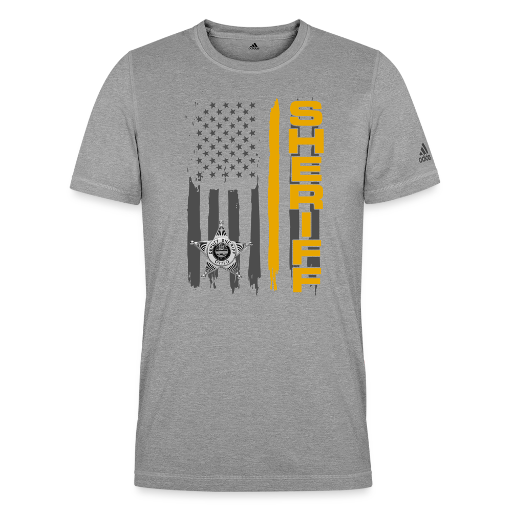 Adidas Men's Recycled Performance T-Shirt - Ohio Sheriff Vertical Flag - heather gray