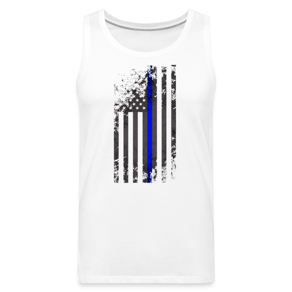 Men’s Premium Tank - Thin Blue Line Distressed Vertical Flag - white