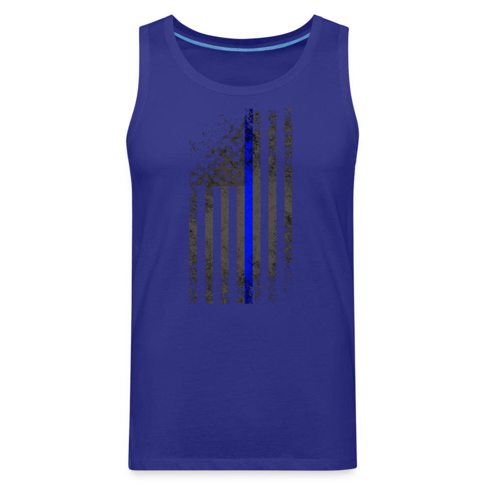 Men’s Premium Tank - Thin Blue Line Distressed Vertical Flag - royal blue