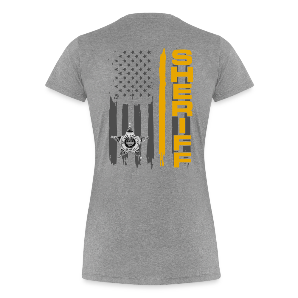 Women’s Premium T-Shirt - Ohio Sheriff Vertical Flag - Fr and Bk - heather gray