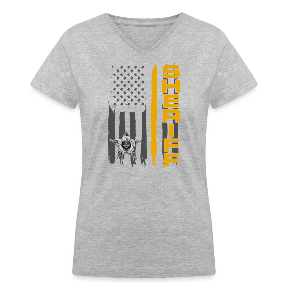 Women's V-Neck T-Shirt - Ohio Sheriff Vertical - gray