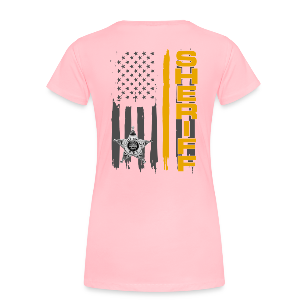 Women’s Premium T-Shirt - Ohio Sheriff Vertical Flag - Fr and Bk - pink