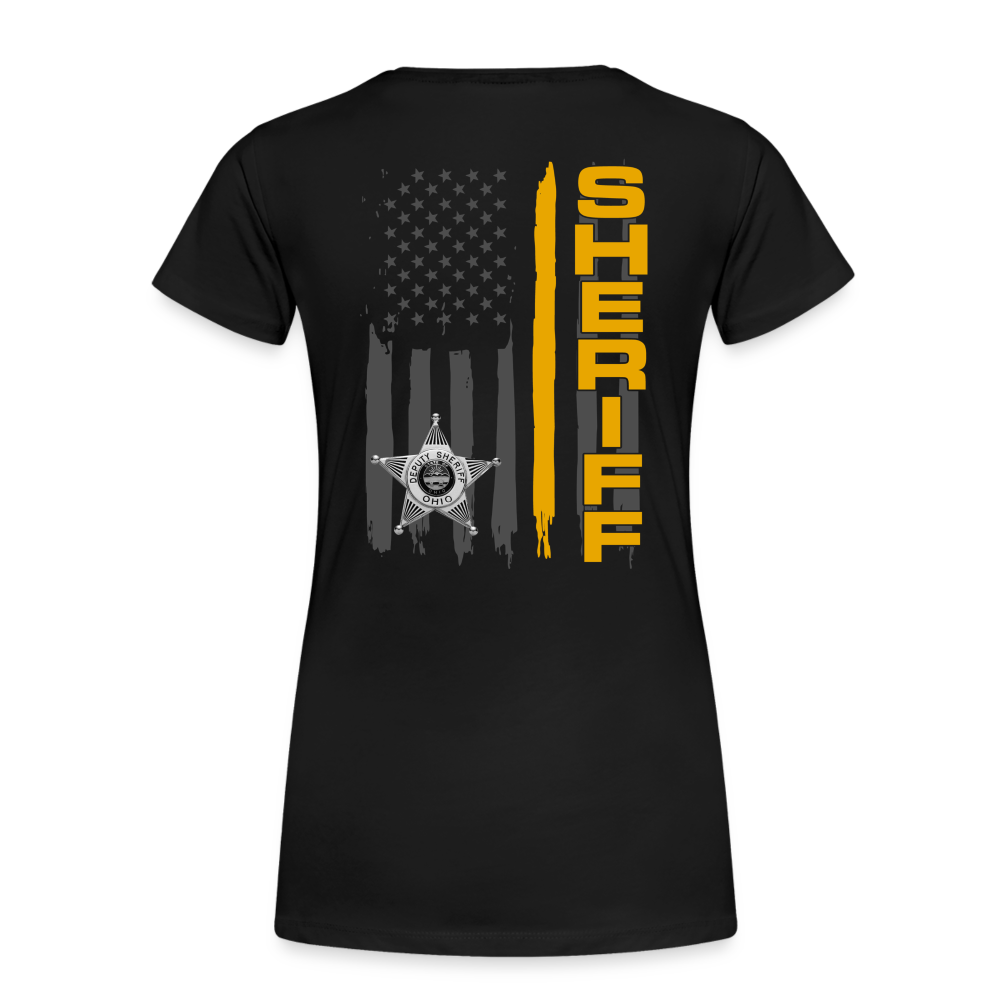 Women’s Premium T-Shirt - Ohio Sheriff Vertical Flag - Fr and Bk - black