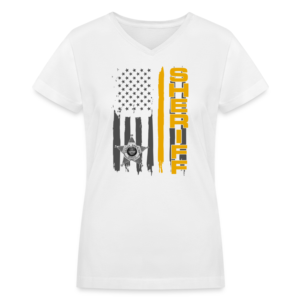 Women's V-Neck T-Shirt - Ohio Sheriff Vertical - white