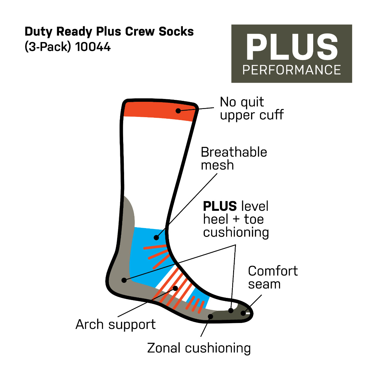 5.11 Tactical Duty Ready Plus Crew Socks (3-Pack)