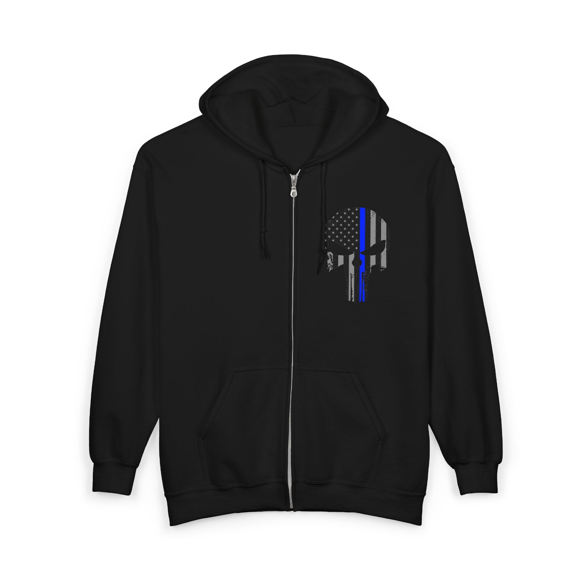 Unisex Heavy Blend™ Full Zip Hooded Sweatshirt - Thin Blue Line Punisher