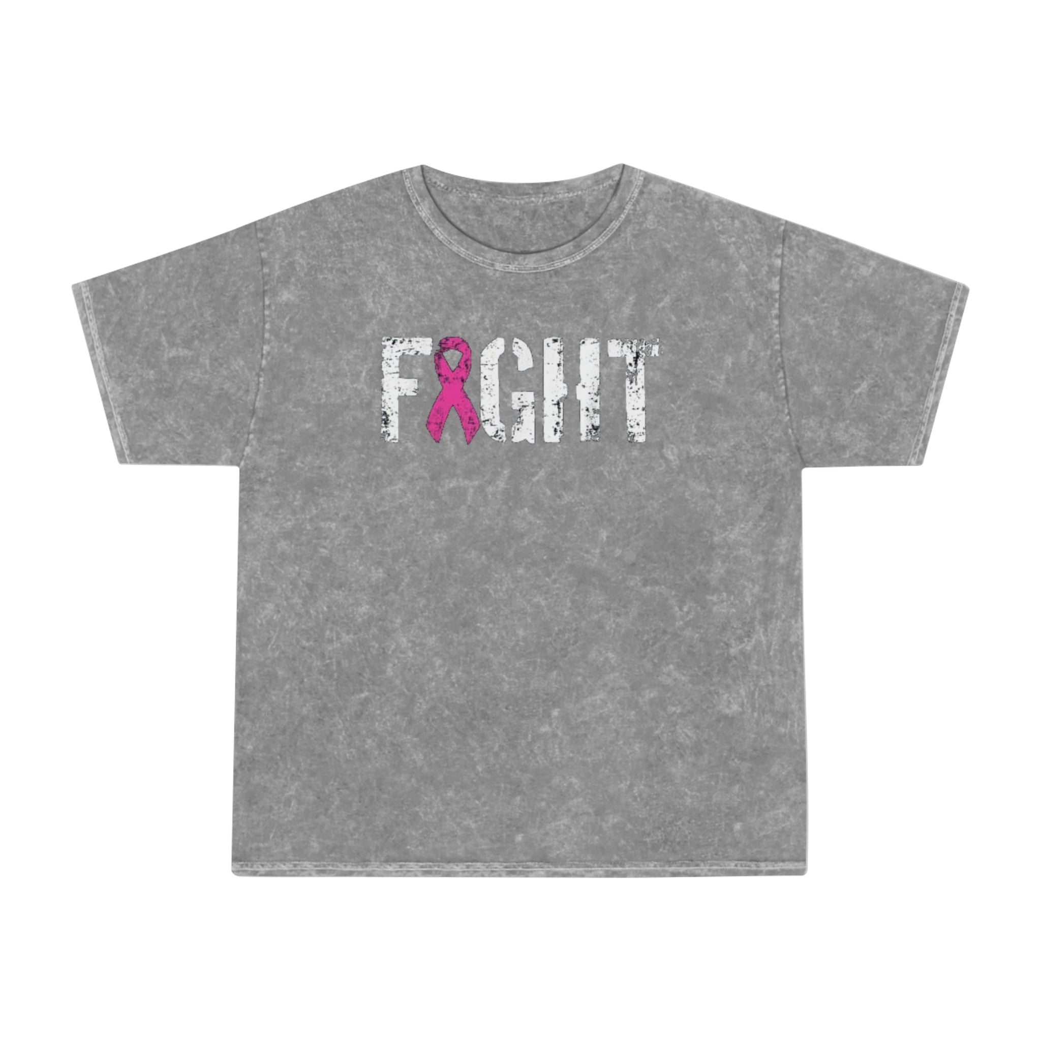 Unisex Mineral Wash T-Shirt - "Fight" Breast Cancer Awareness