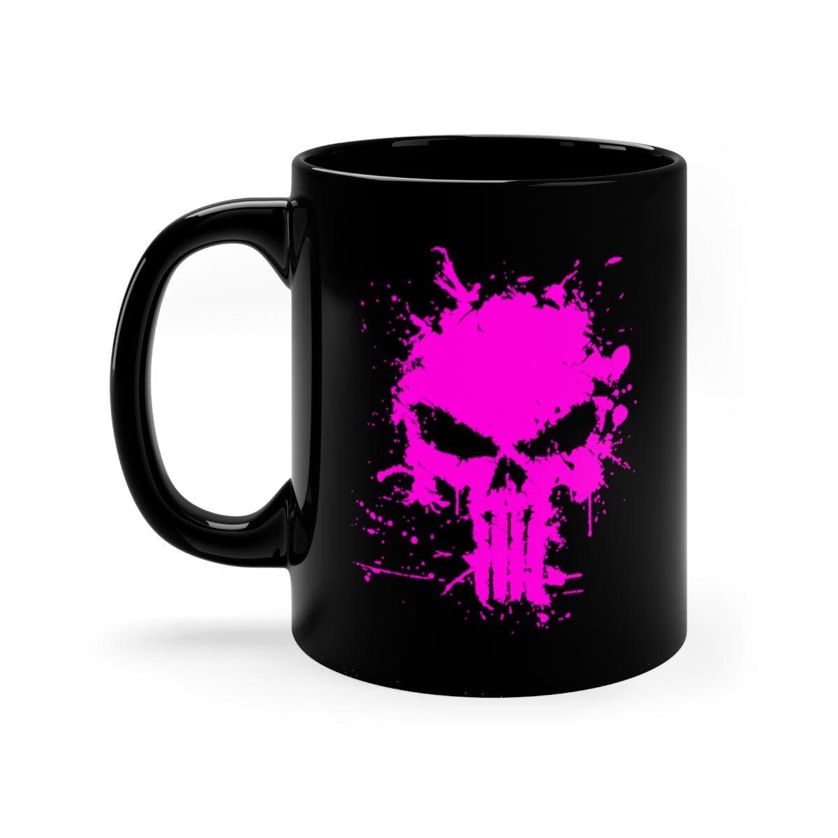 Black mug 11oz - Punisher Splatter Pink