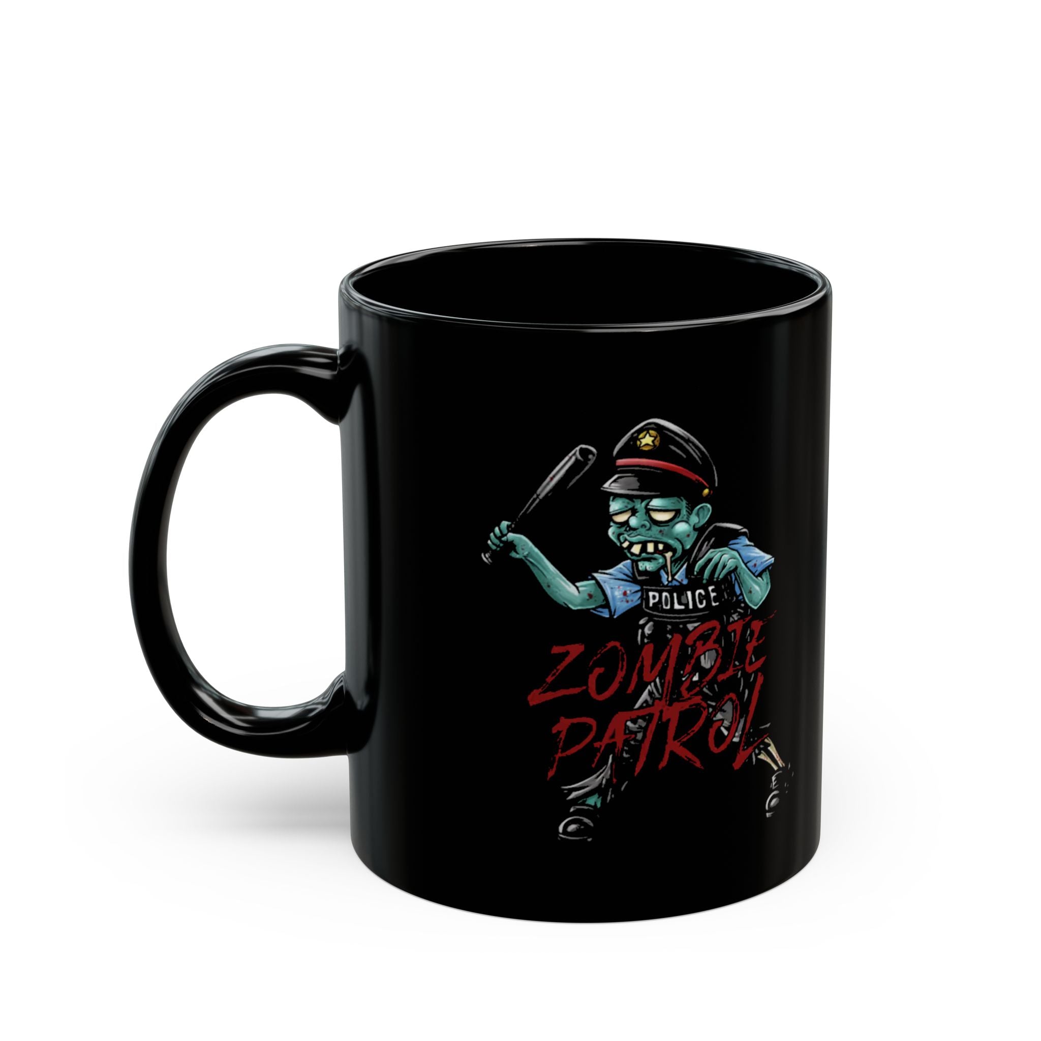 Black mug 11oz - Police Zombie Patrol Halloween