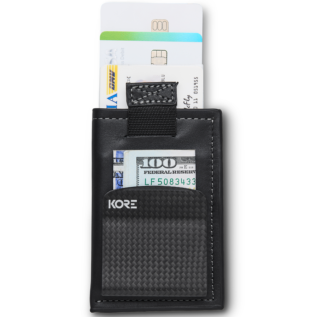 Kore Essentials Leather Sim Wallet & Carbon Fiber Money Cip
