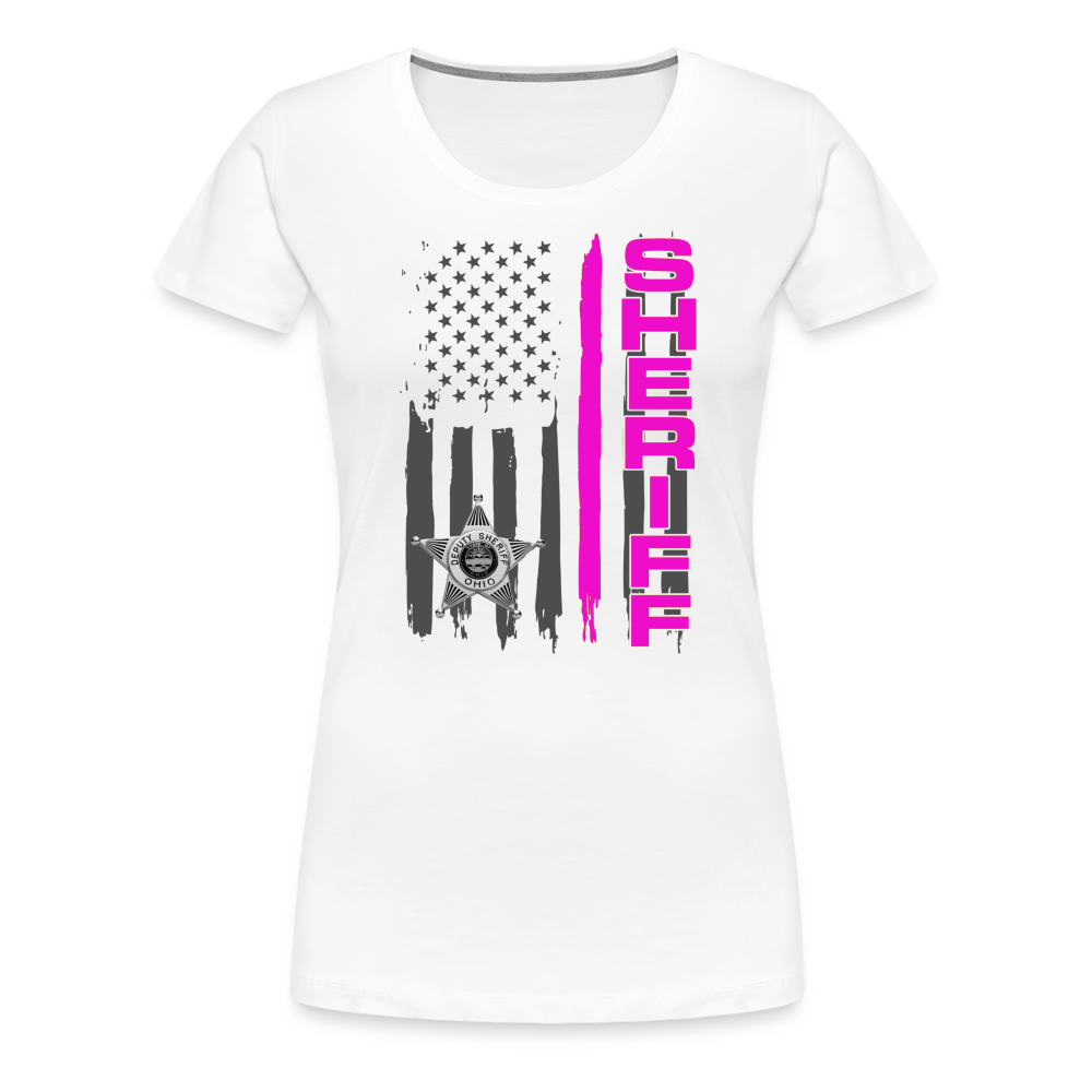Women’s Premium T-Shirt - Ohio Sheriff Vertical Pink - white