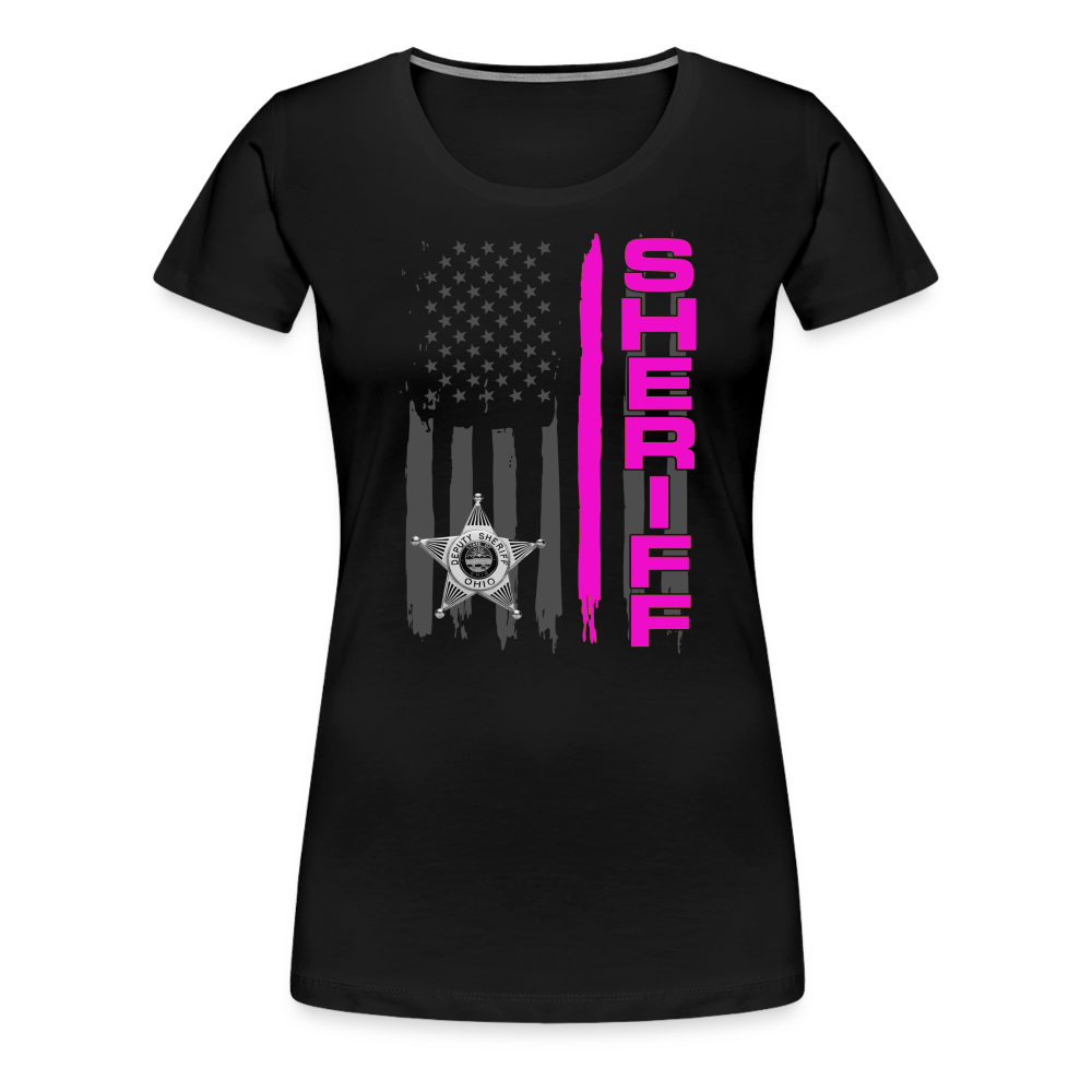 Women’s Premium T-Shirt - Ohio Sheriff Vertical Pink - black