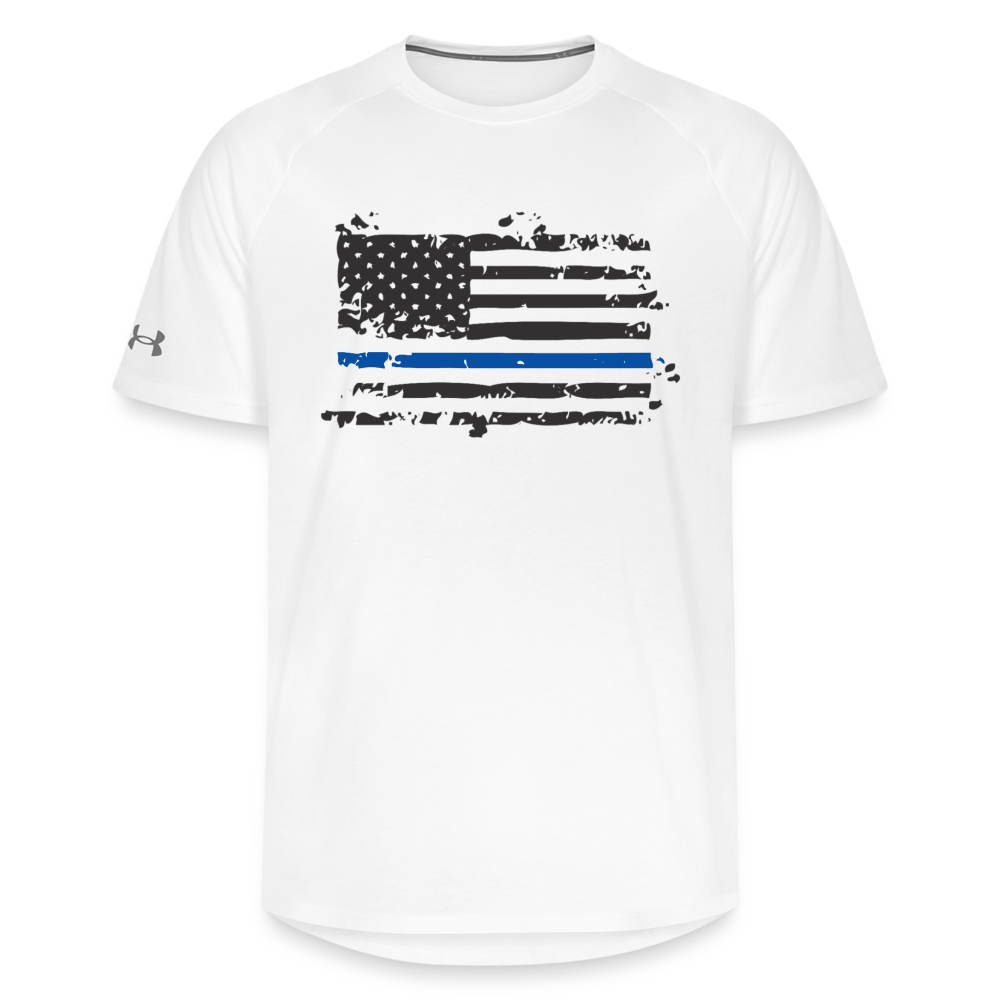 Under Armour Unisex Athletics T-Shirt - Distressed Thin Blue Line Flag - white