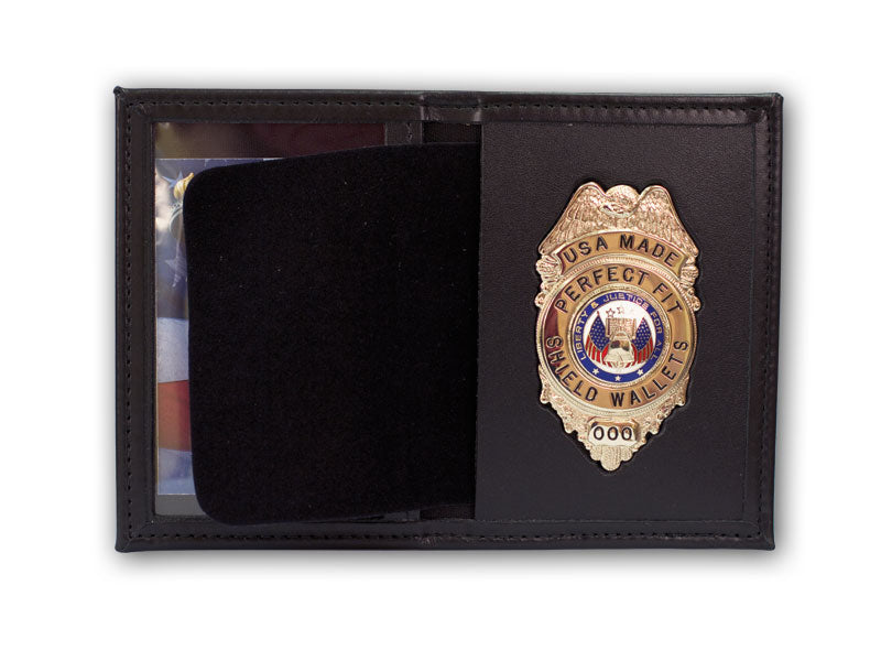 Perfect Fit Leather Recessed Badge/Single ID Case for Ohio Sheriff 5pt Star - red-diamond-uniform-police-supply
