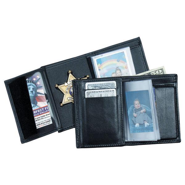Perfect Fit Recessed Trifold Wallet W/ 5 Cc Slots & Single Id, Black - red-diamond-uniform-police-supply