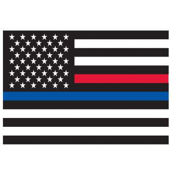 Rothco Thin Blue Line & Thin Red Line Flag Decal 3" X 4-1/4"
