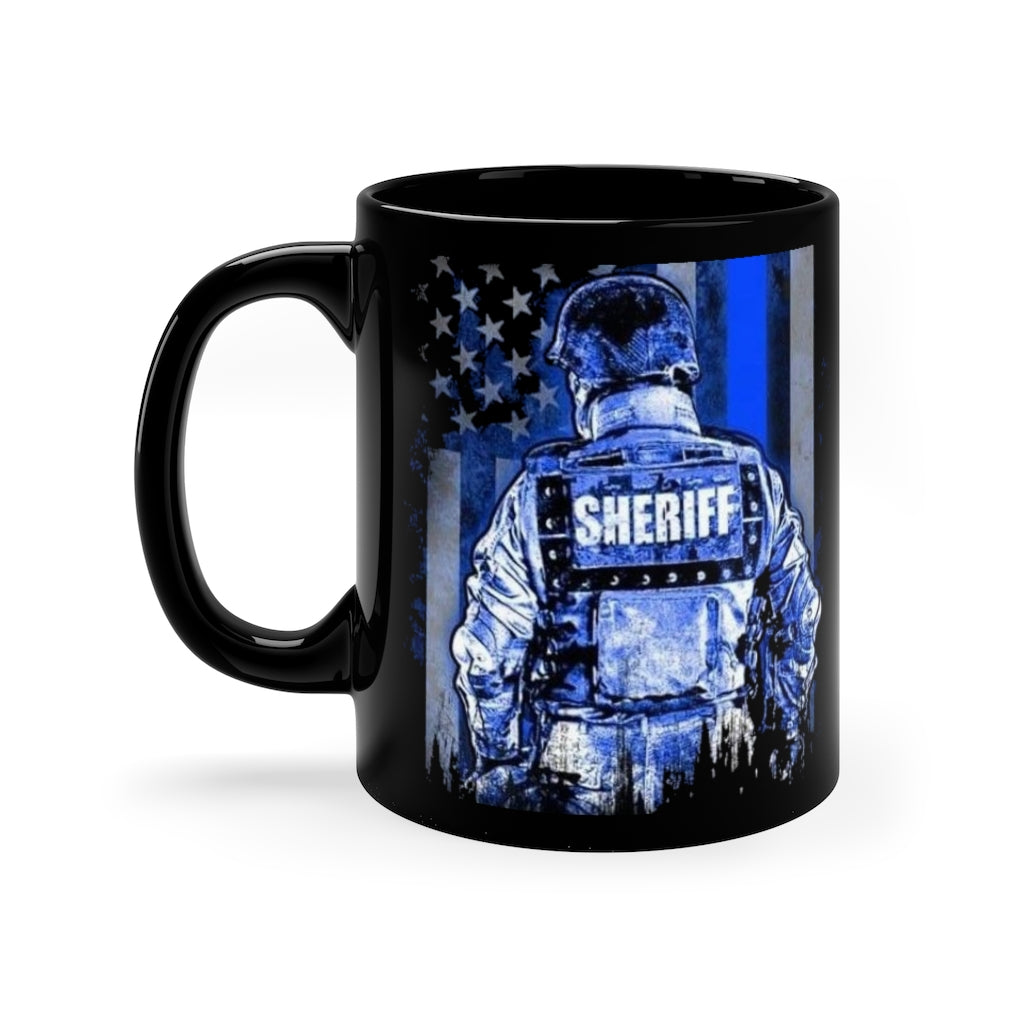 Black mug 11oz - Thin Blue Line Tactical Sheriff