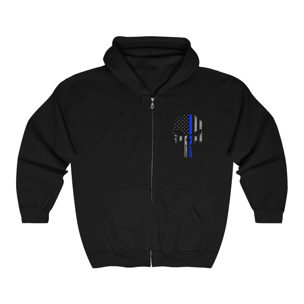 Unisex Heavy Blend™ Full Zip Hooded Sweatshirt - Blue Line Punisher