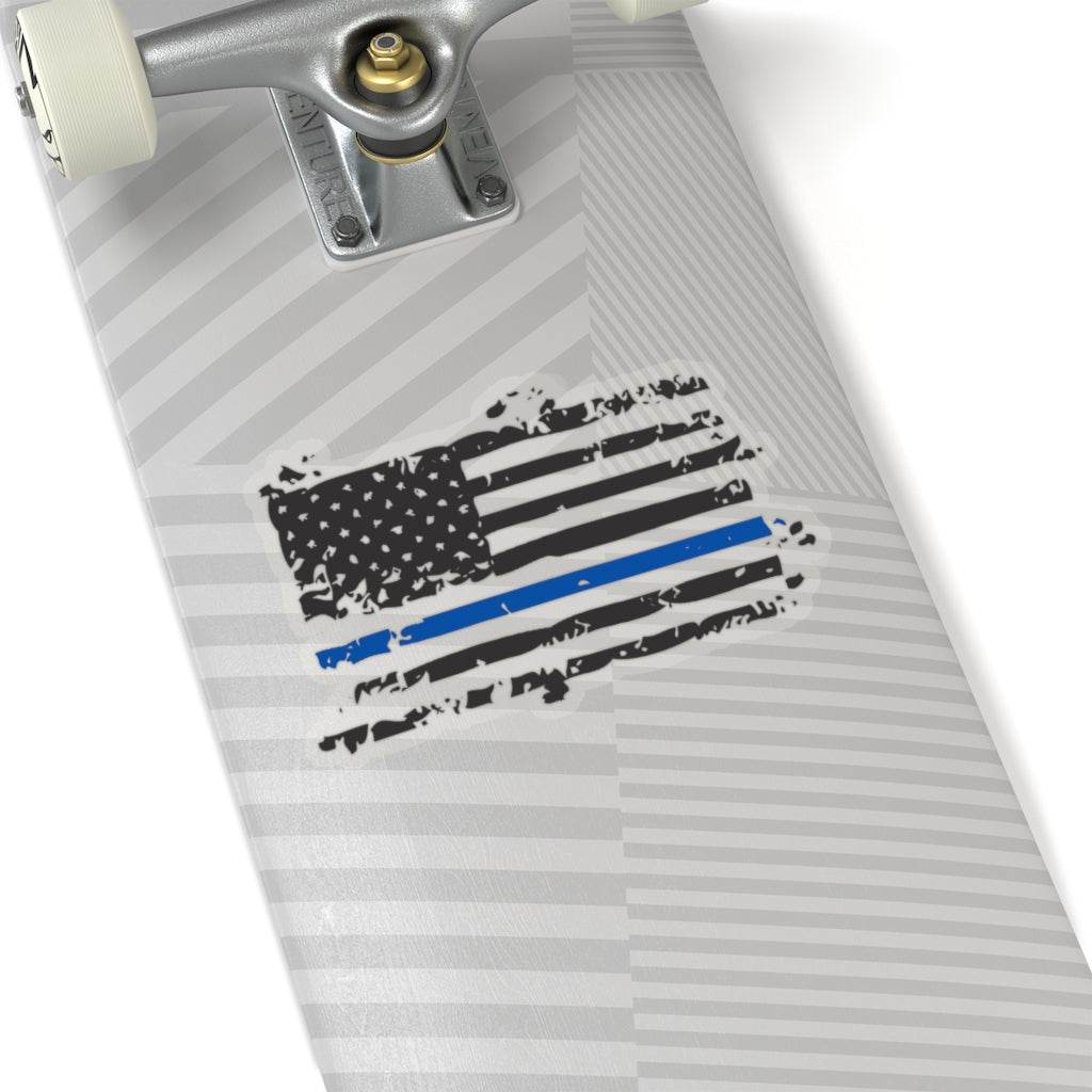 Kiss-Cut Stickers - Distressed Thin Blue Line Flag