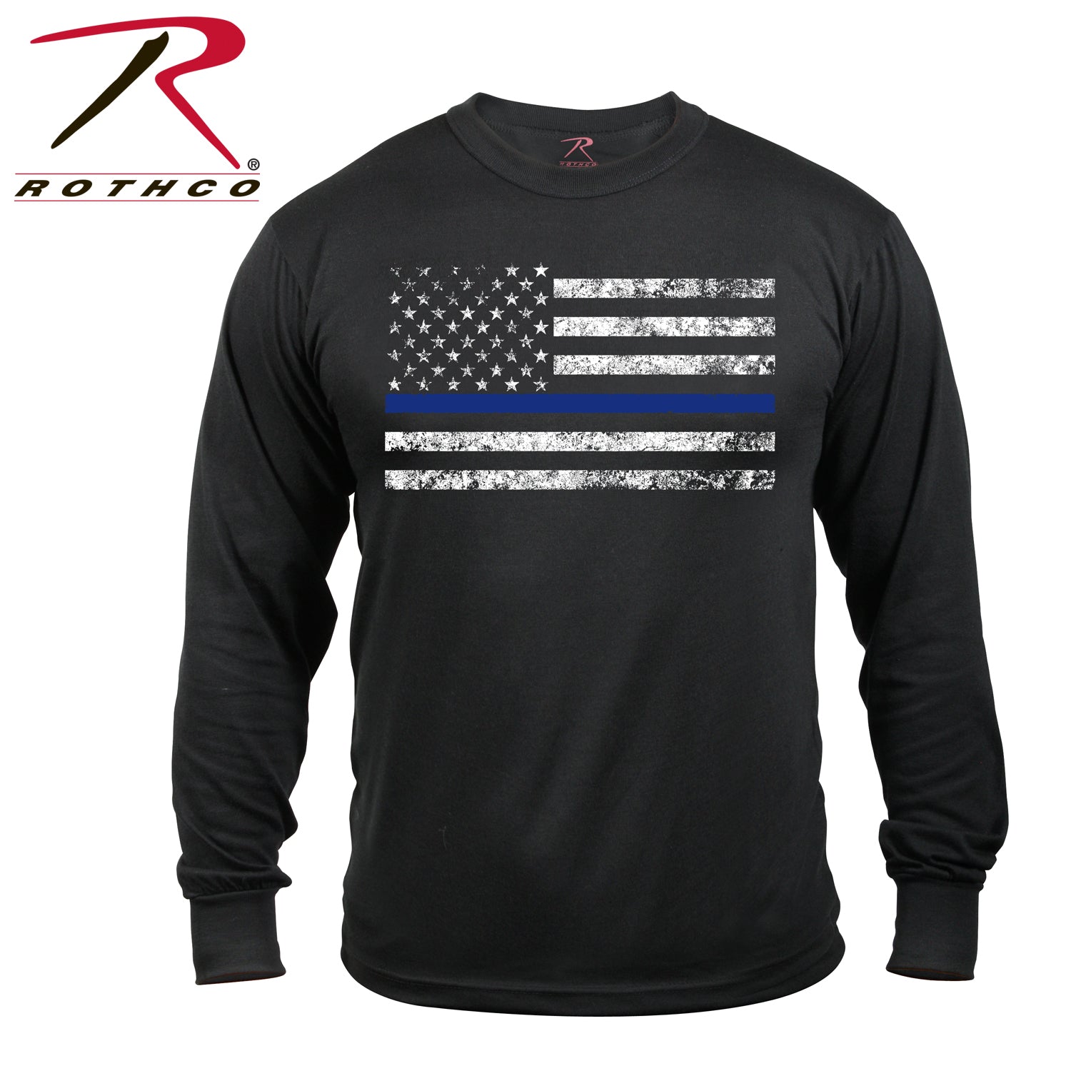 Rothco Thin Blue Line T-Shirt Long Sleeve - red-diamond-uniform-police-supply