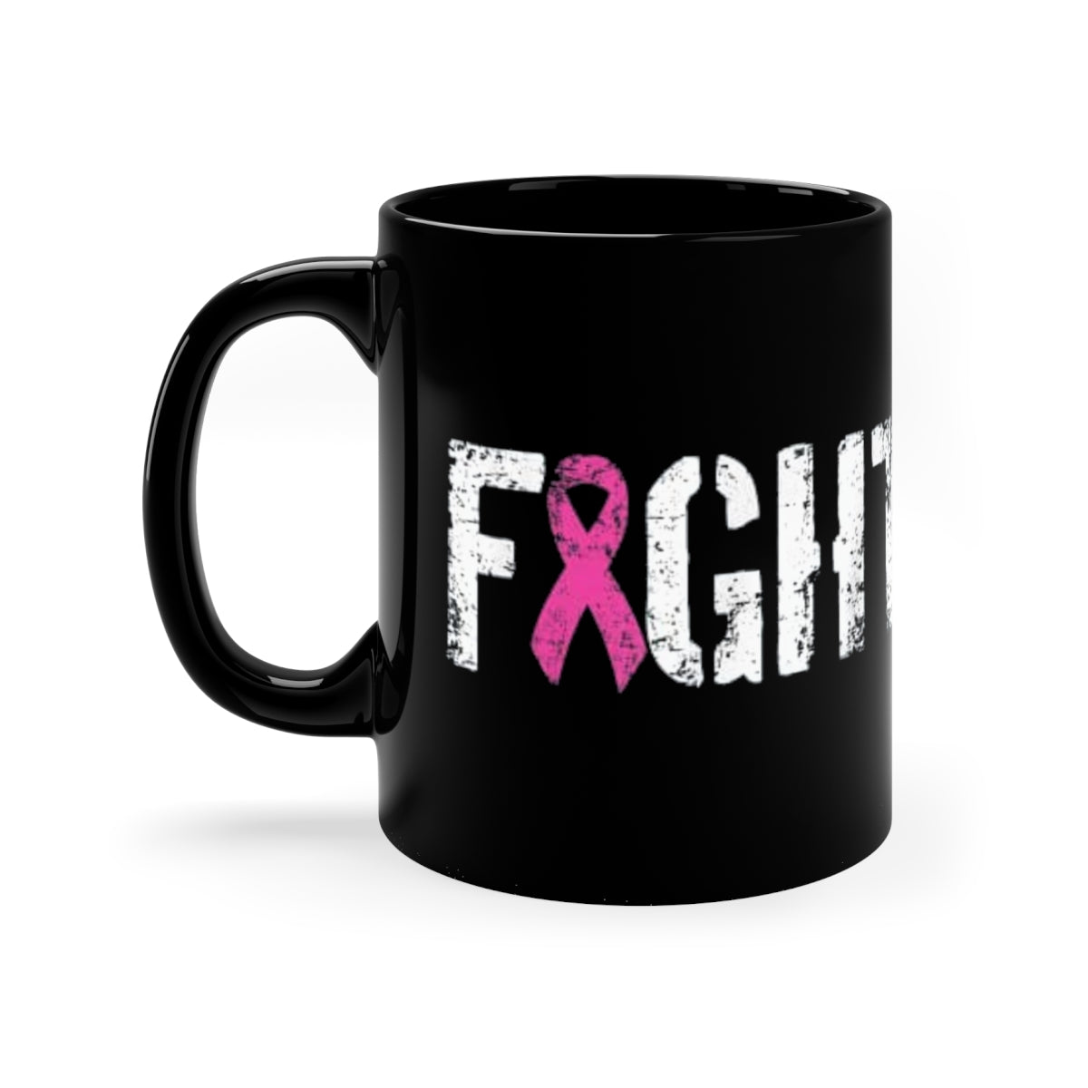Black mug 11oz - "Fight" Breast Cancer Awareness
